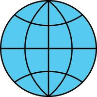 Blue Globe Icon Or Symbol In Flat Style. vector