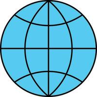 Blue Globe Icon Or Symbol In Flat Style. vector