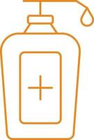 Medical Pump Bottle Icon In Orange Line Art. vector