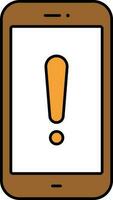 Warning Message In Smartphone Screen Orange And Brown Icon. vector