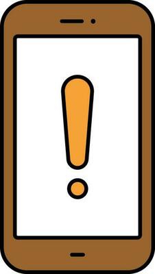 Warning Message In Smartphone Screen Orange And Brown Icon.