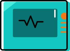 Flat Style ECG Machine Icon In Teal Color. vector