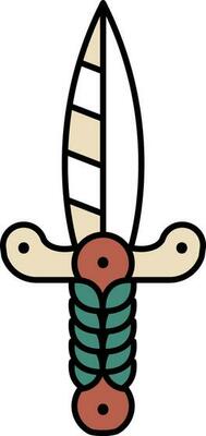 Dagger Icon In Teal Green And Brown Color.