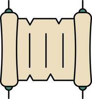 Scroll Paper Icon In Teal Green And Brown Color. vector