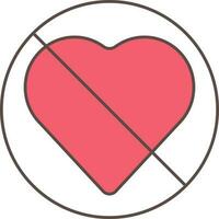 No Heart Icon Or Symbol In Red Color. vector