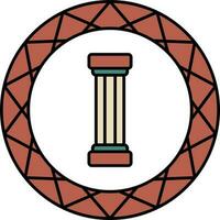 Pillar Symbol On Plate Icon In Brown And White Color. vector