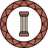 Pillar Symbol On Plate Icon In Brown And White Color. vector