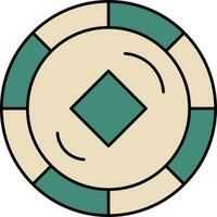Coin Icon In Teal Green And Brown Color. vector