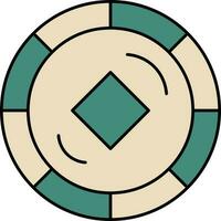 Coin Icon In Teal Green And Brown Color. vector