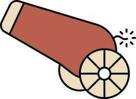 Isolated Cannon Icon In Brown Color. vector