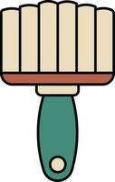 Broom Icon In Teal Green And Brown Color. vector