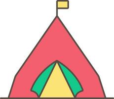 Flat Style Tent With Flag Colorful Icon. vector