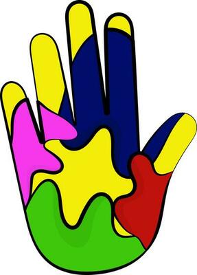Isolated Colorful Hand Icon In Flat Style.
