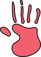 Red Hand Print Flat Icon On White Background. vector