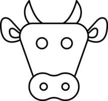 Isolated Cow Icon In Line Art. vector