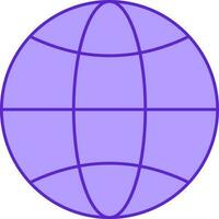 Isolated Wireframe Globe Icon In Violet Color. vector