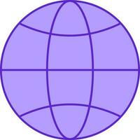 Isolated Wireframe Globe Icon In Violet Color. vector