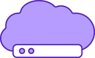 plano estilo nube informática Violeta y blanco icono. vector