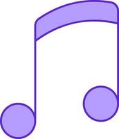 Flat Music Note Quaver Violet Icon. vector