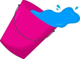 Flat Style Splashing Paint Bucket Icon In Blue And Pink Color. vector