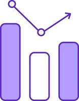 Arrow Up With Bar Graph Chart Violet And White Icon. vector