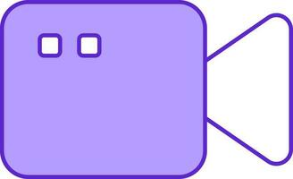 Flat Style Video Camera Violet And White Icon. vector