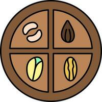 Top View Of Open Dry Fruits Box Flat Icon. vector