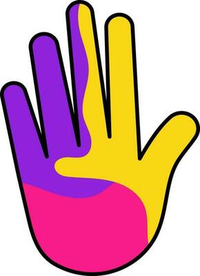 Isolated Colorful Hand Icon In Flat Style.