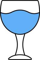 plano ilustración de vino vaso azul icono. vector