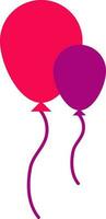 Pink And Yellow Balloon Icon In Flat Style. vector