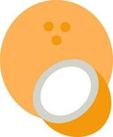 Orange Coconut With Half Piece Flat Icon. vector