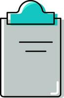 Flat Style Clipboard Icon In Grey And Teal Color. vector