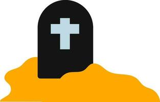 Flat Style Graveyard Icon In Yellow And Black Color. vector