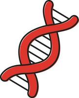 Red And Black DNA Structure Icon In Flat Style. vector