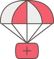 First Aid Parachute Icon In Red And Grey Color. vector