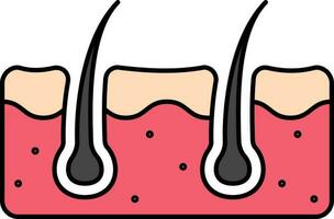 Illustration Of Hair Follicle Red And Black Icon. vector