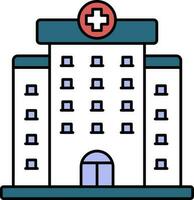 azul y blanco hospital edificio icono. vector