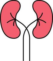 Black And Red Kidney Icon or Symbol. vector