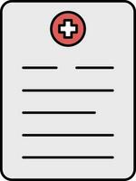 médico papel plano icono en rojo y blanco color. vector