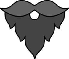 Bigote y barba plano icono en gris color. vector