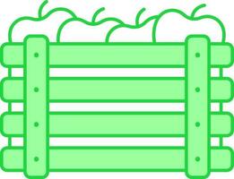 Flat Style Apple Crate Green And White Icon. vector