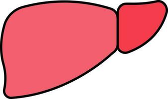 Flat Style Liver Icon In Red Color. vector