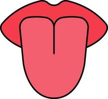 Flat Style Tongue Icon In Red Color. vector