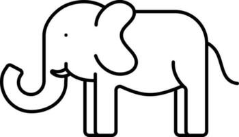 Isolated Indian Elephant Cartoon Black Linear Icon. vector