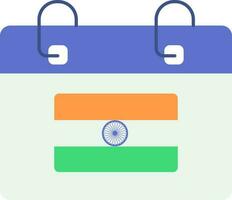 Indian Flag Symbol Calendar Icon In Flat Style. vector