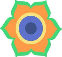 Colorful Floral Rangoli Icon In Flat Style. vector