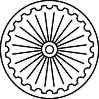 Illustration Of Ashoka Wheel Icon In Line Art. vector