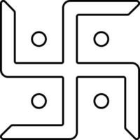 Swastika Structure Icon In Black Line Art. vector
