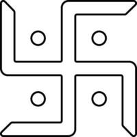 Swastika Structure Icon In Black Line Art. vector