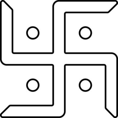 Swastika Structure Icon In Black Line Art.